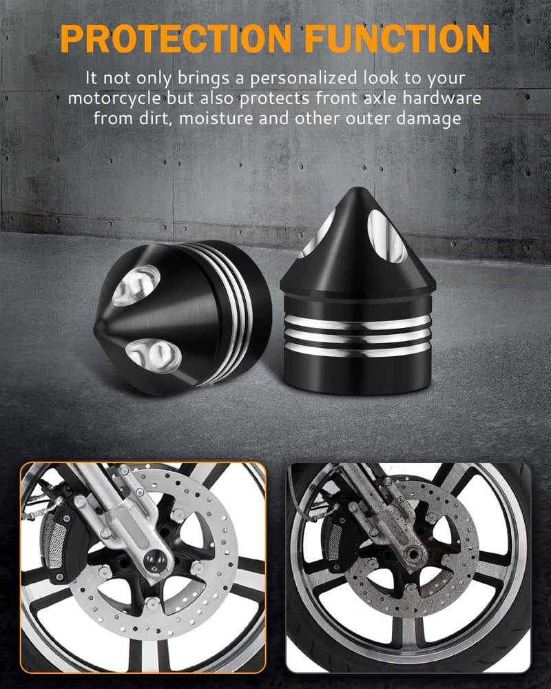 PBYMT Black Front Axle Nut Cover Cap CNC Aluminum Compatible for Harley Davidson Softail Touring Road King Street Glide Electra Glide Iron 883 Fat Boy 2002-2024 - Image 3